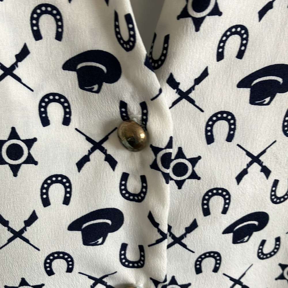 Vintage Audrey 3+1 XL sleeveless black & white  cowboy hats guns horsesho… - Picture 7 of 7
